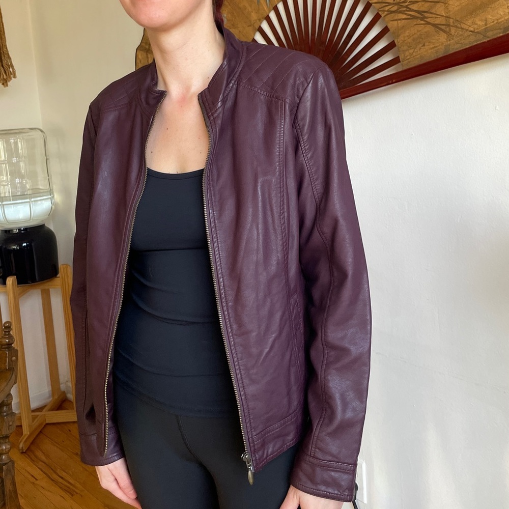 Eggplant Faux Leather Jacket